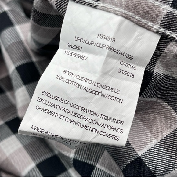 Dickies Shirt Button Plaid Black White Grey Long Sleeve Cotton Outdoor Work - Picture 16 of 16